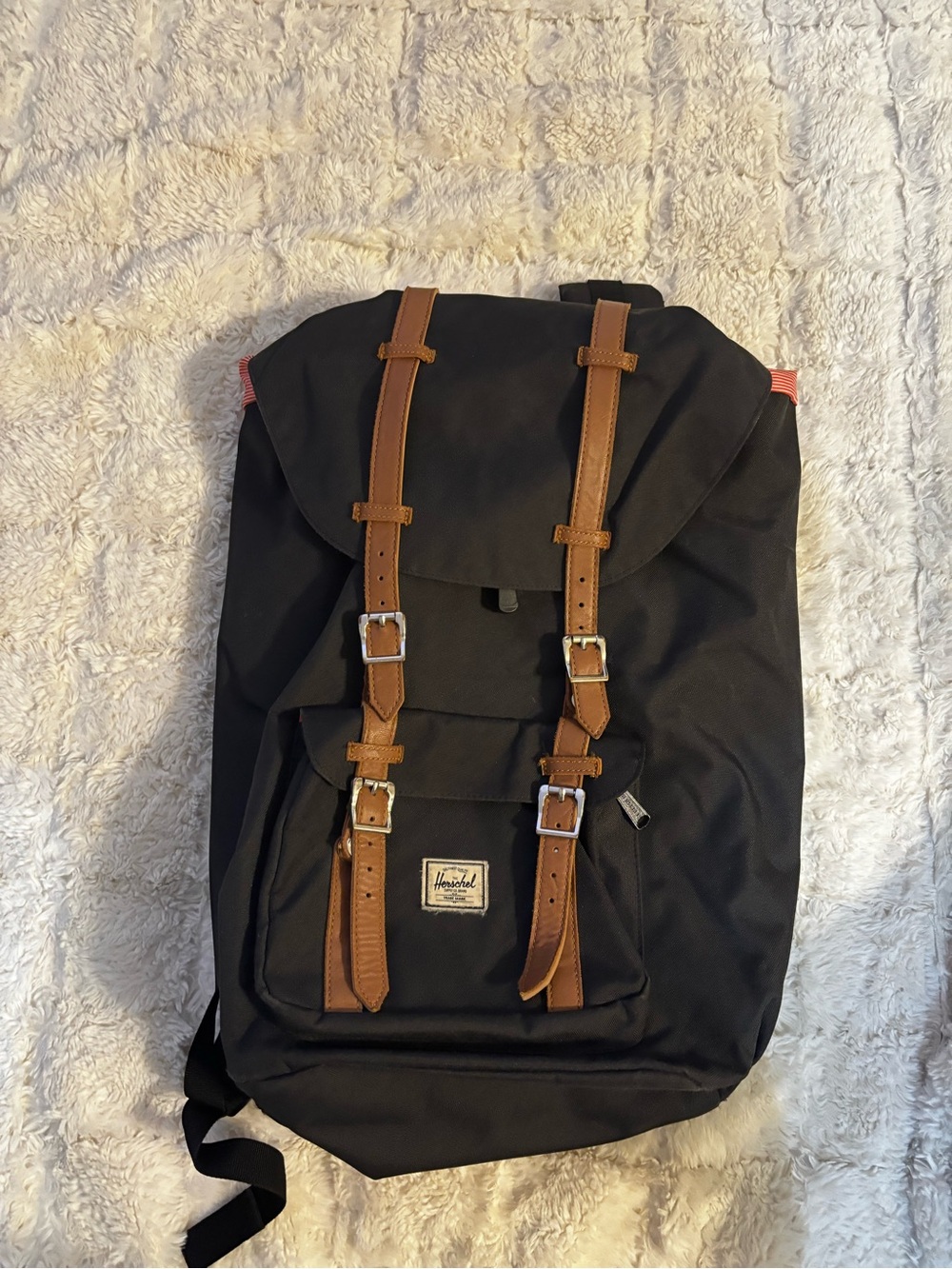 Herschel Supply Company Classic Black Backpack with Brown Straps
